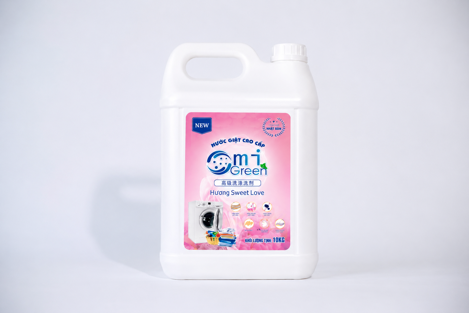 Nước giặt cao cấp Omigreen hương Sweet Love can 10L