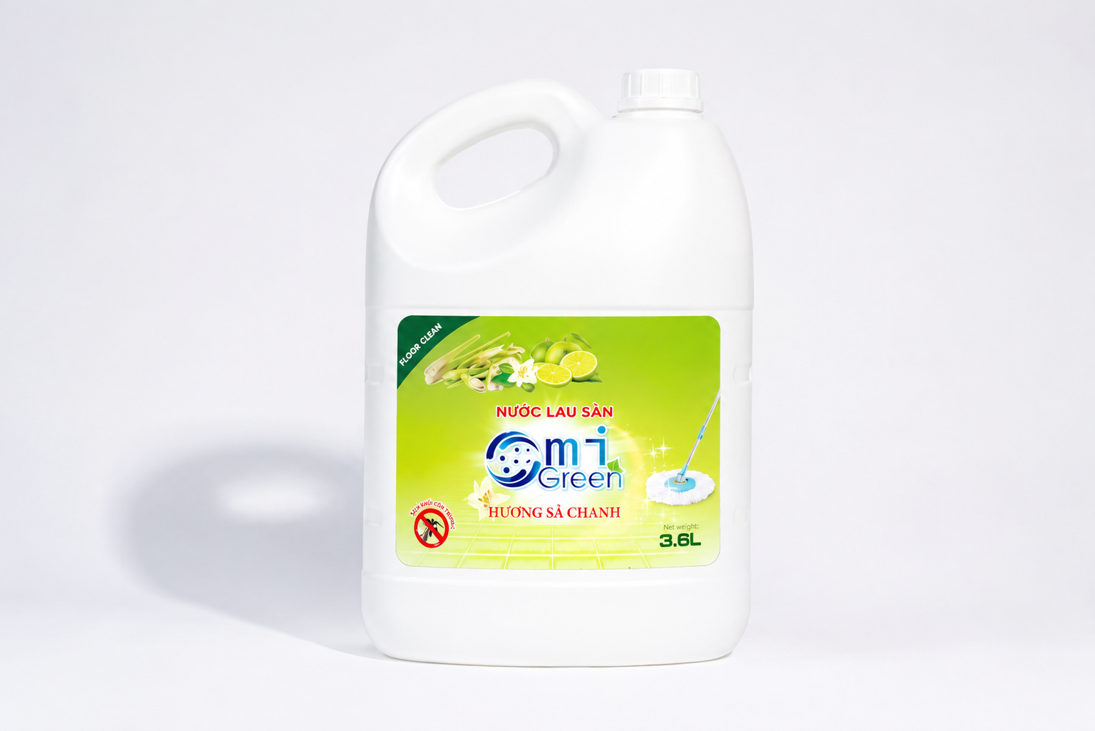 Nước lau sàn Omigreen hương chanh xả 3.6L