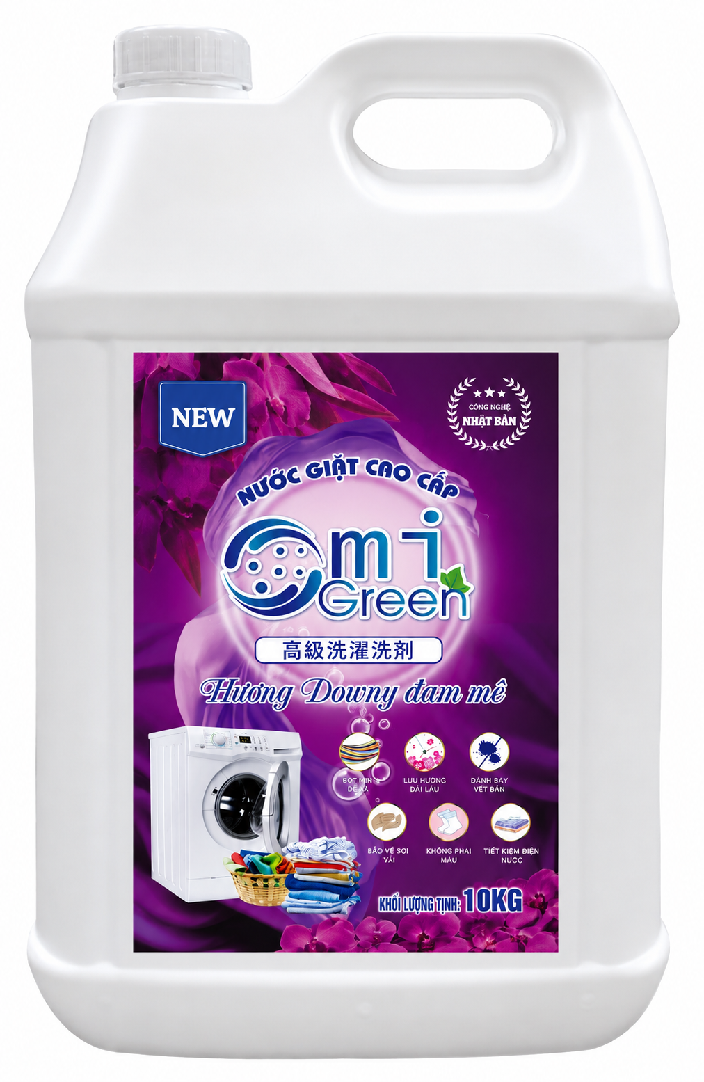 Nước giặt Omigreen hương Downly đam mê can 10L