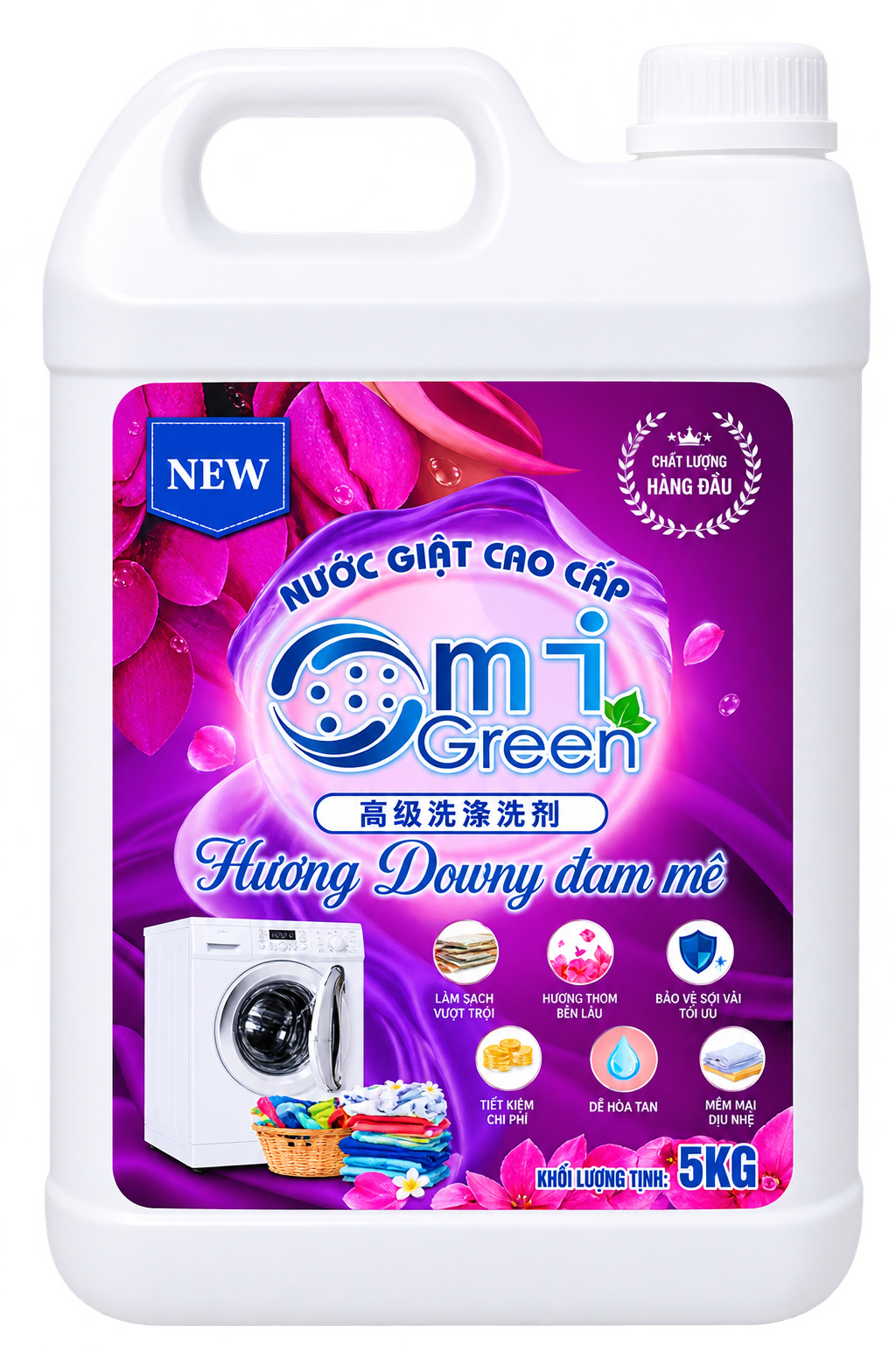 Nước giặt omigreen hương downly đam mê can 5L