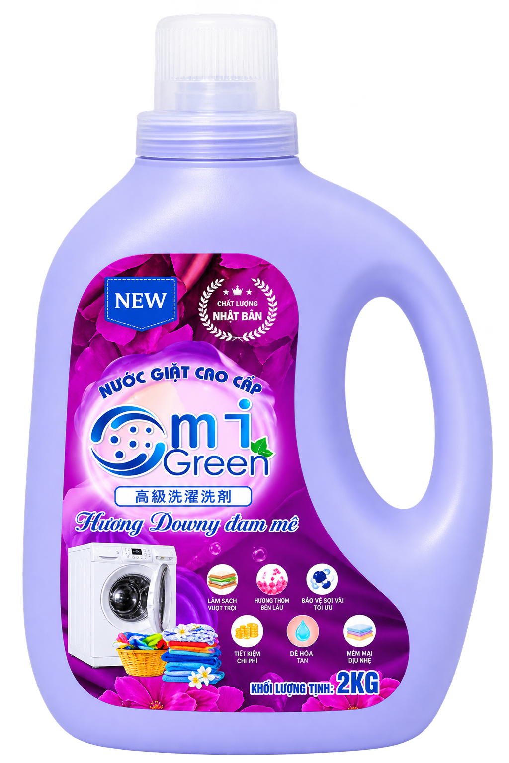 Nước giặt Omigreen hương Downly đam mê can 2L