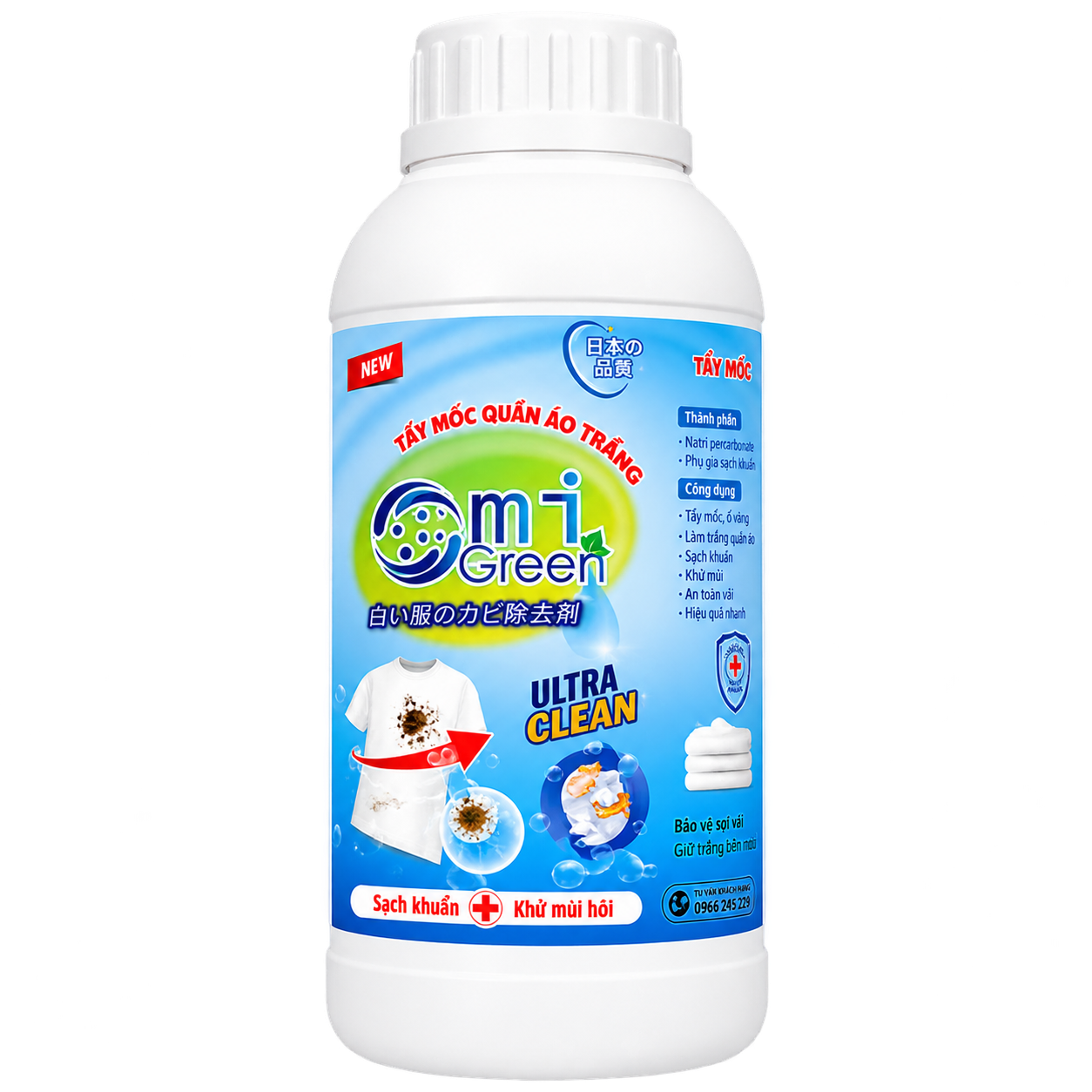 Tẩy mốc quần áo trắng Omigreen